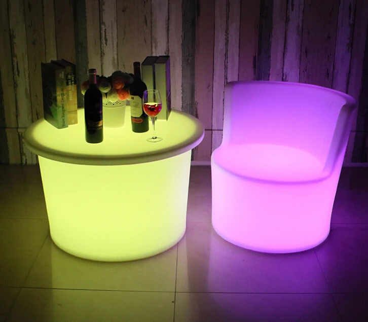 Promotional glowing set lounge pub coffee light up cocktail club nightclub bar chairs and led tables