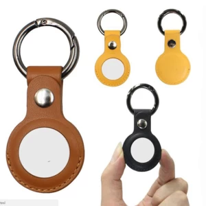 Protective cover keychain holder portable GPS Tracker PU leather case for airtags loop
