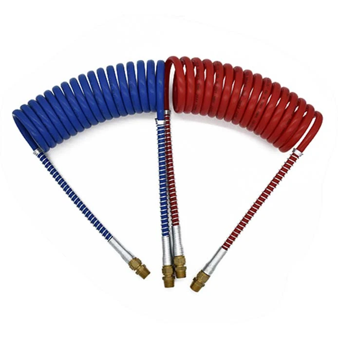 PU  hose and yellow pneumatic flexible  coils spring air brake hose for truck and trailer with spring  PU hoses