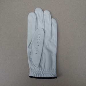 Pure white cabretta leather golf gloves with magnetic ball marker
