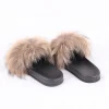 QIUCHEN OEM  PVC sole women fluffy real fur sandles fur slides  raccoon fur slippers