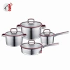 Realwin new design silicone glass lid Kitchen induction stainless steel cooking pot cookware set