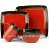 Red ceramic square dinnerware
