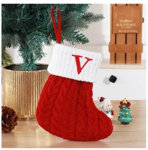 Red Letter Christmas Socks  Kids Candy Gift Small Boots Christmas Tree Pendant Mini socking