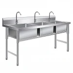 Restaurant Hygiene Equipment Stainless Steel 201 Commercial Sink Kitchen with 3 Compartments Washing Basin