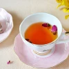Rose pattern European bone china cup and saucer set , Ceramic black tea cup, wedding tea cup