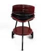 Round charcoal grill, round cast iron camping portable trolley grill