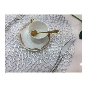Round Pvc Placemat Hot Stamping Hollow Pad Anti-slip Coffee Table Decorative Accessories mat