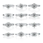 S925 Silver Womens Rings Sets Fashion 1 Carat Diamond Light Luxury Engagement Wedding Ring Set