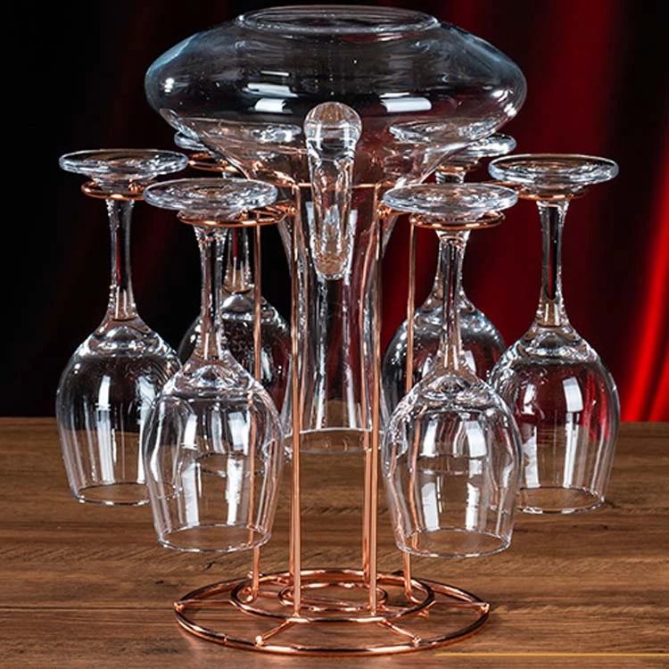 Sample Available countertop  rose gold wine rack with hanging wine glass Holder decorative