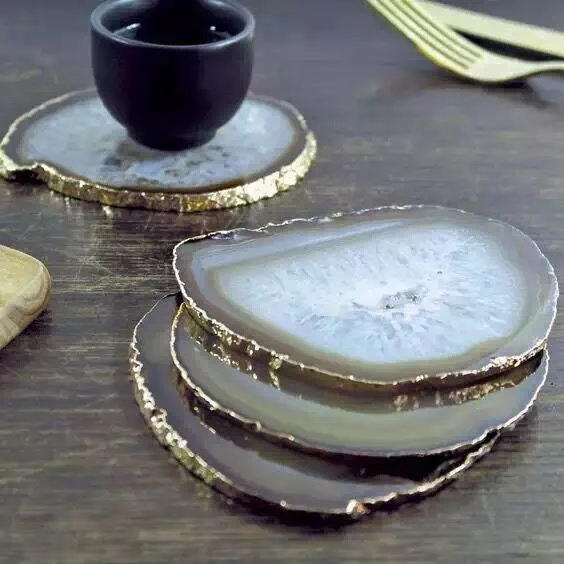 Shengyao Natural Agate Slice Cup/Coffee/Beverage Coaster/Platter