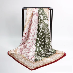 Silk Scarf Large Satin Shawl Fashion Pattern Wrap Luxurious Lightweight Neckerchief for Women