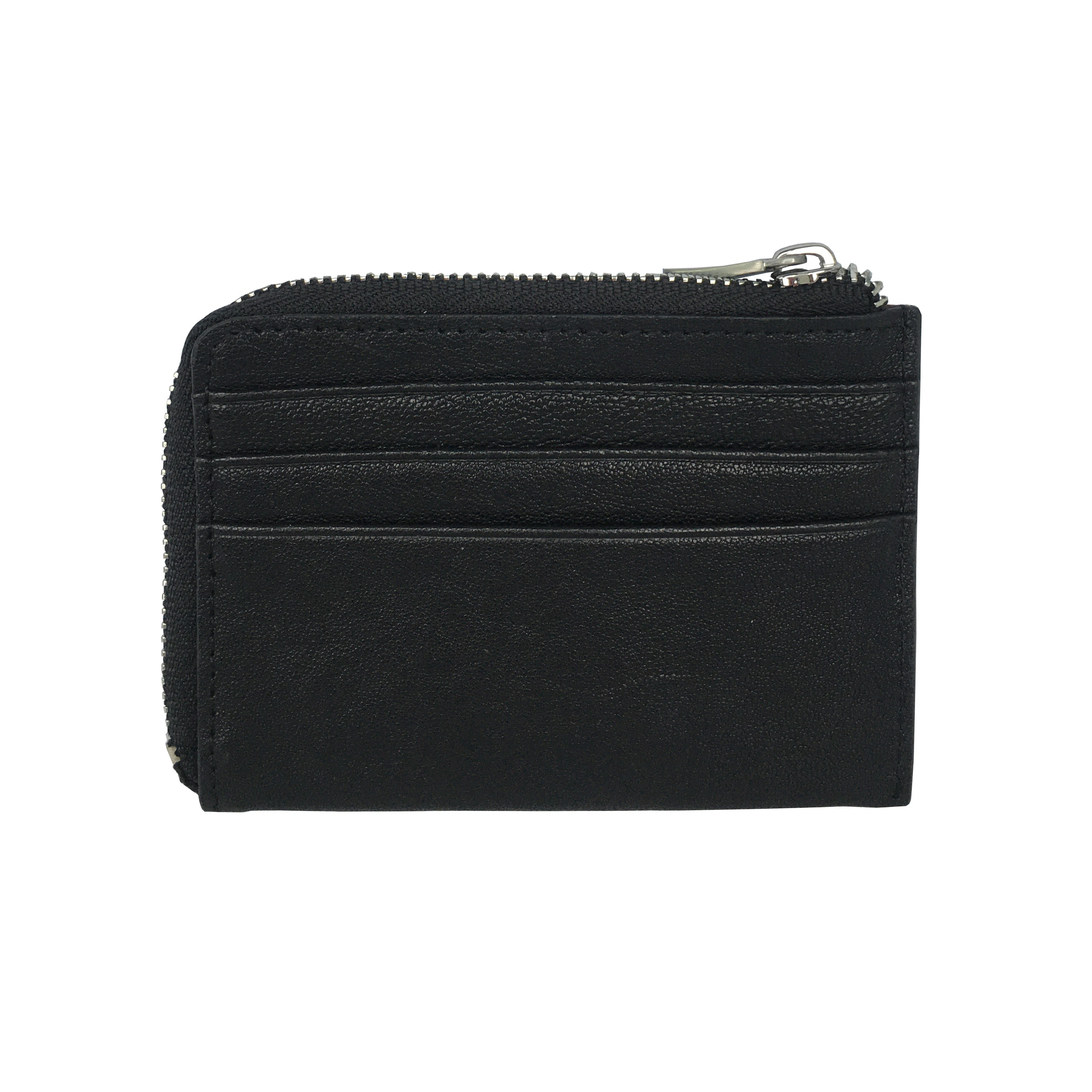 simple mini RFID Genuine vegetable leather card wallet with zipper