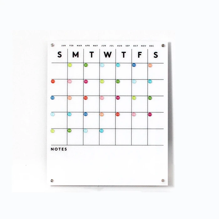 Single Sided Frosted Clear Family Small Acrylic Home Wall Calendar For Student