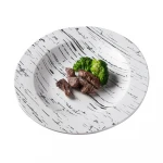 SJ4368 Food Serving Soup Plate 12 Inch Marbling Porcelain Plate For Restaurant