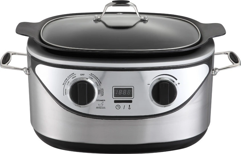 Slow Cooker 7-in-1 Programmable Multi-Cooker Pot 6-Quart,Delay Timer&amp;Auto-iQ Recipes,Rice Cooker,Brown,Saute,Boil,Steamer,Yogur