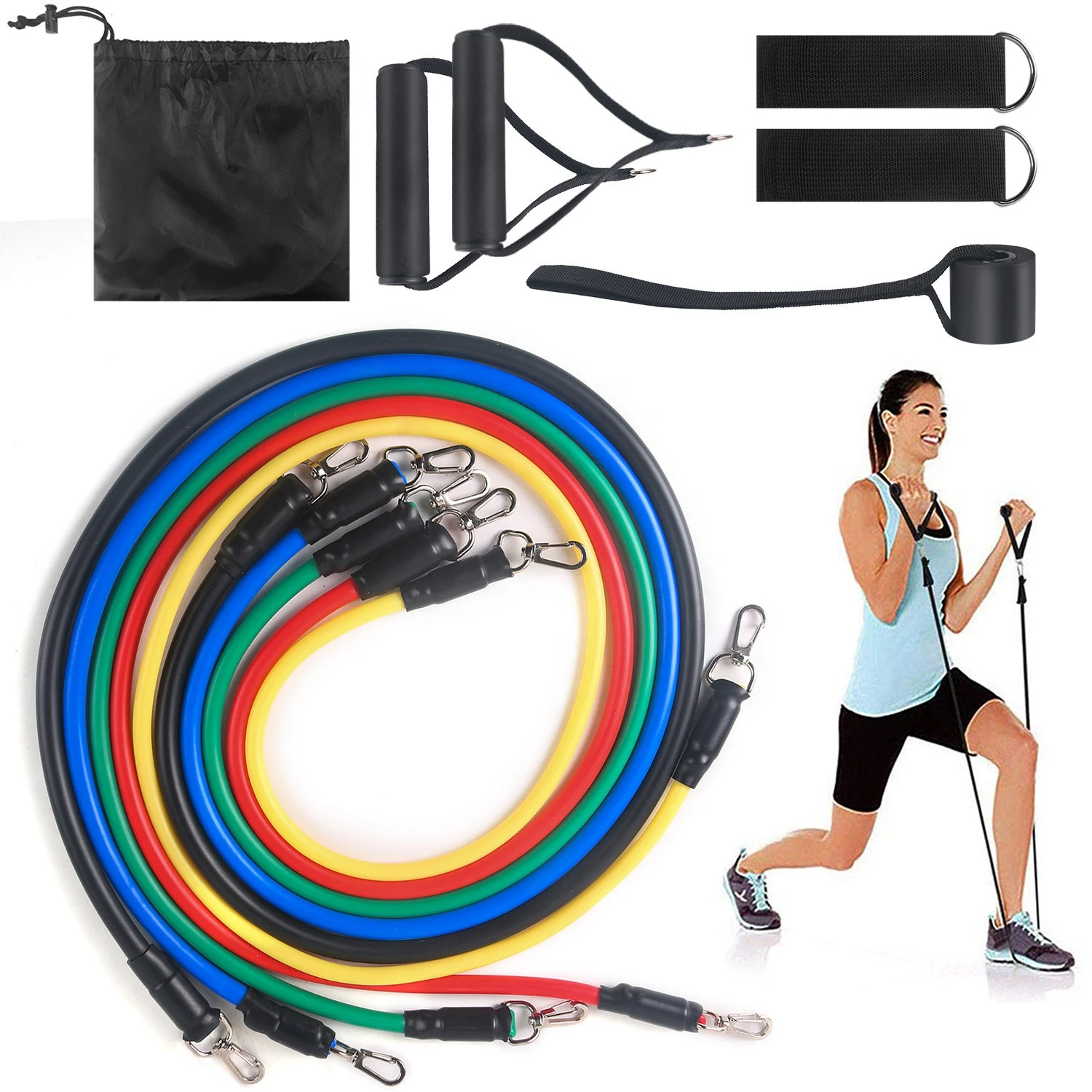 So-Easy 11pcs Resistance Bands Tube Fitness Exercise Fat Burner Booty Yoga Bands Bandas Resistencia Strength Bands Pull Rope