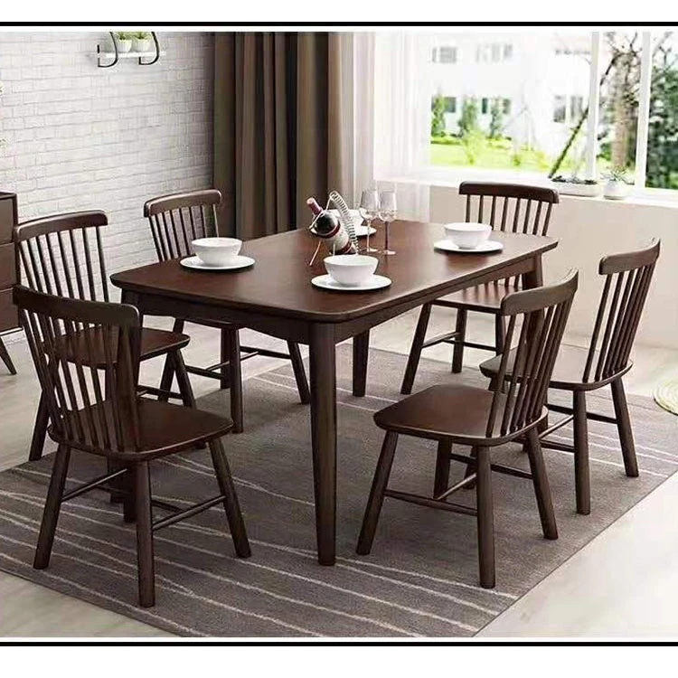 Solid wooden dining room furniture set dinner table with chairs