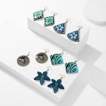 SophiaXuan Holiday Pearl Dangling Earrings Acrylic Flower Round Pendant Women Hawaiian Earrings