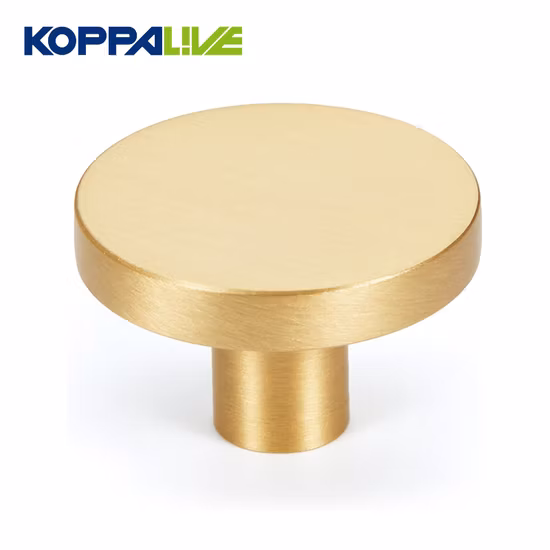 Koppalive Wholesale Round Solid Brass Drawer Pulls Furniture Handle Brushed Gold Copper Kitchen Cabinet Knobs
