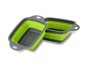 Square Silicone Collapsible Colander Perfect for Draining Pasta, Vegetable and Fruit