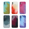 Square Watercolor Blooming Oil Painting Phone Case For iPhone 12 Colorful Gradient Soft Fully Protection Lens Soft TPU Cover