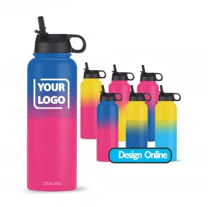 Stainless Steel 1200ml Ombre Water Bottle Cold Hot Drinking Double Wall Premium Water Bottle with Logo