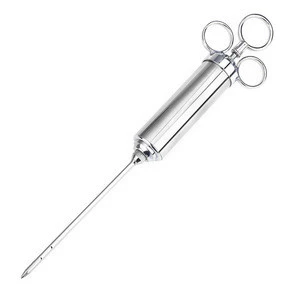 Stainless Steel Meat Syringe One Needle 2Oz BBQ Flavor Seasoning Injector for Household Cooking