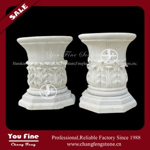 Stone Decorative Round White Marble Column Bases for Sculptures