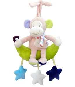 stuffed plush animal baby crib hanging toy with music