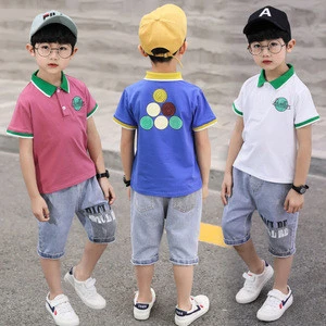 Summer Kids Clothes 2019 Wholesale Retail Cheap Plus Fashion Children Clothing Cotton POlO Shirt Denim Jeans Casual Boys Sets