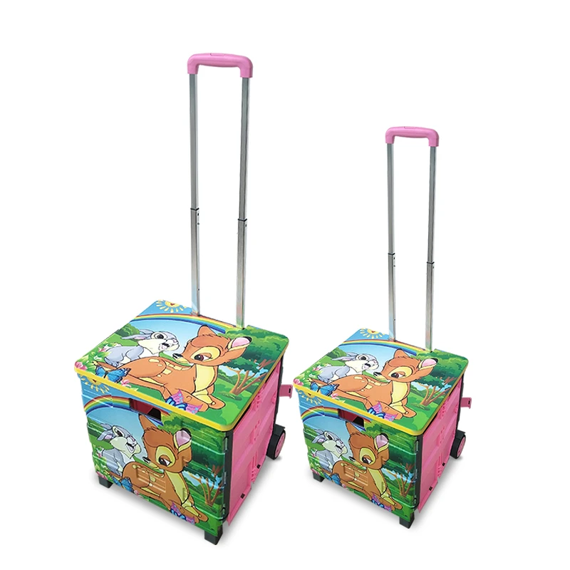 Supermarket Grocery Manufacturer Wholesale 25KG Luggage Folding Shopping Cart Trolley
