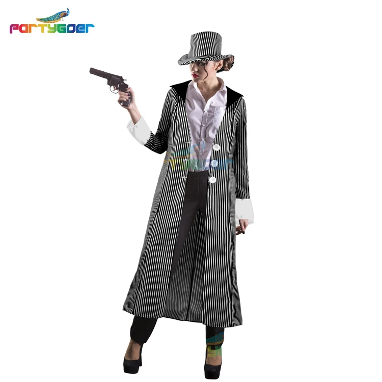 Supply Costume Stage Cosplay Costume Adult Women Gangster Suit Halloween Costume Mask