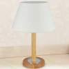 Table Lamp With Wood Round Base Small Barrel Lampshade in 100% Raw Cotton E27*1*10W