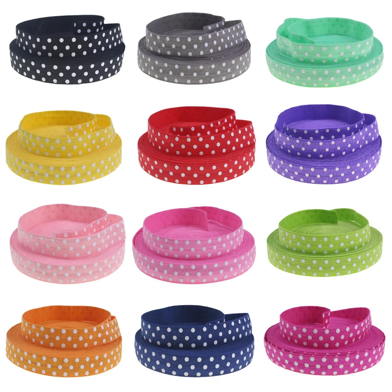 The latest style 1.5cm printed point elastic edging knotted smooth elastic band hair band
