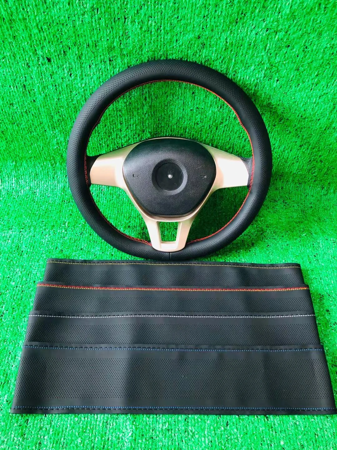 The Steering Wheel Cover Of A Warm Artificial Wool Car Steering Wheel Cover