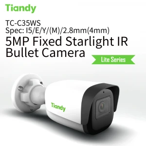 Tiandy IP67 Motion Detection POE CCTV Camera Night vision surveillance system, 5MP Fixed Starlight IR Bullet Camera