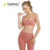 TOPKO Wholesale high quality For Fitness Gym Wear pink high waist yoga leggings set