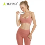 TOPKO Wholesale high quality For Fitness Gym Wear pink high waist yoga leggings set