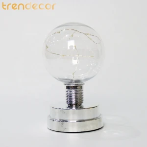 Trendecor Home Decor Bedroom Tabletop light Battery Powered Golden or Silver Base Edison Light LED Filament Lamp