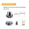 truck dome hubcaps plastic ABS chrome complete axle cover kit nut cover  with 10pcs 33mm threaded nut cover with flange