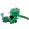 Two workers operated round corn silage baler and wrapper machine