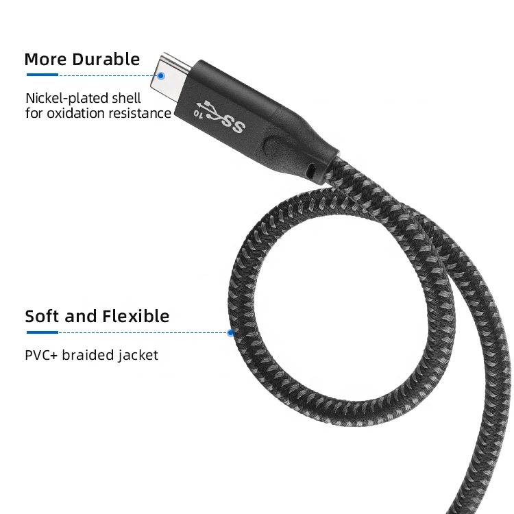 ULT-unite High Quality USB 3.1 Braided Male to Female USB-C Extension Cable