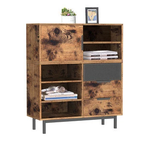 VASAGLE Living Room Storage Floor Sideboard Free Standing Wooden Side Storage Organizer Cabinet with Shelf