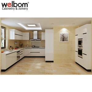 Welbom Modern Complete Lacquer White Kitchen with Island