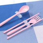 Wheat straw flatware set children's three-piece travel portable flatware