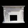 White Hand Carved Stone Fireplace Surround With Flowers