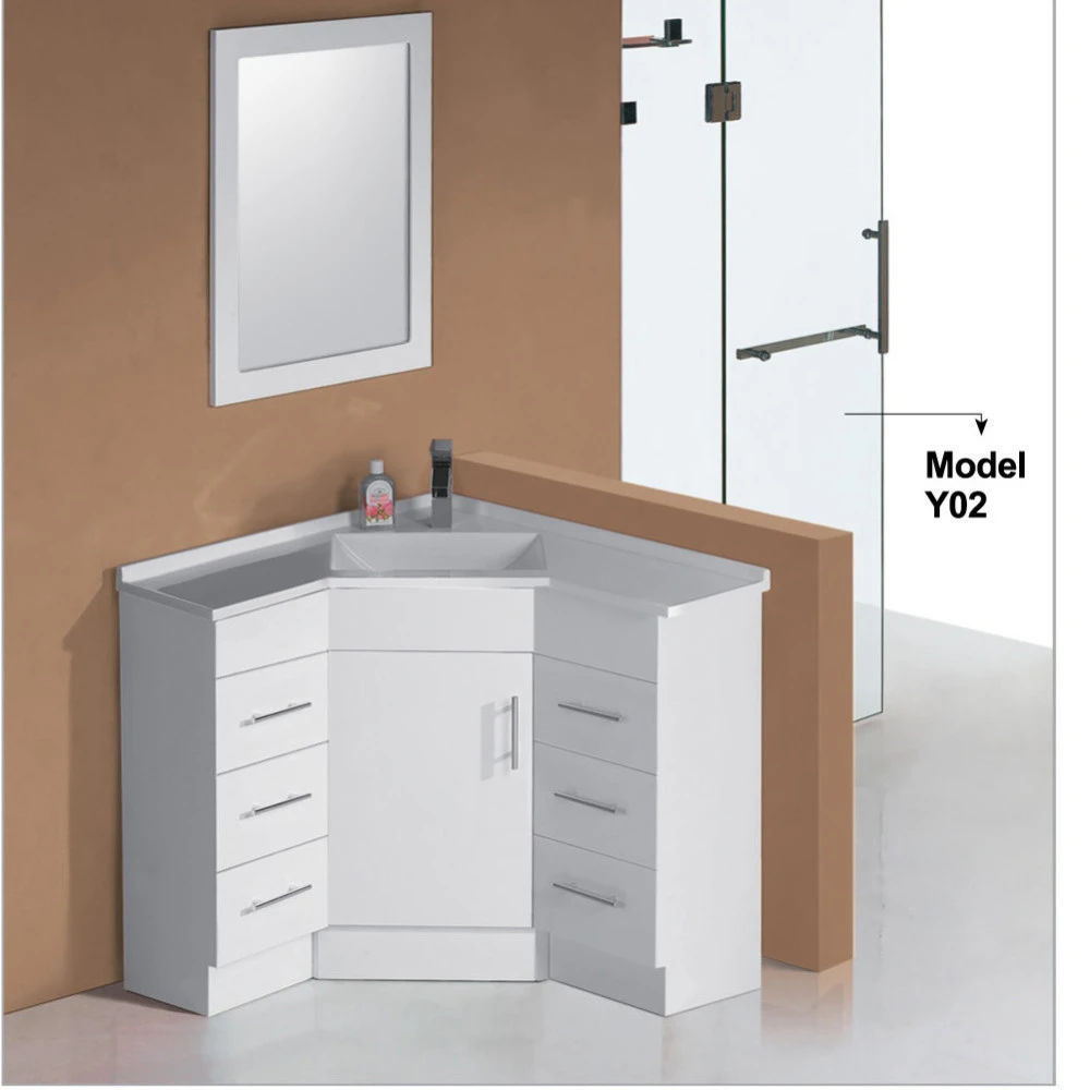 White lacquer modern discount cheapest corner bathroom vanities and sinks