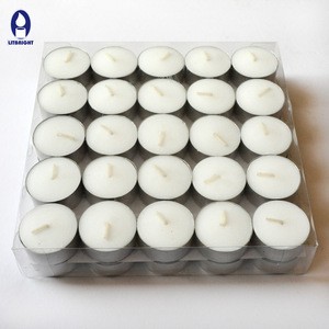 white tealight candles in metal holders with long burning time hot sale