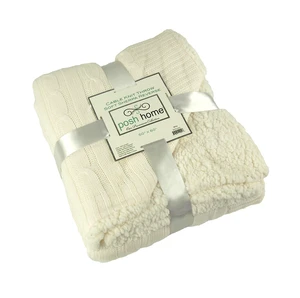 Wholesale 100%Acrylic 100%Cotton 100%wool Pottery Barn Cable Knit and sherpa throw and knitted Blanket,faux
